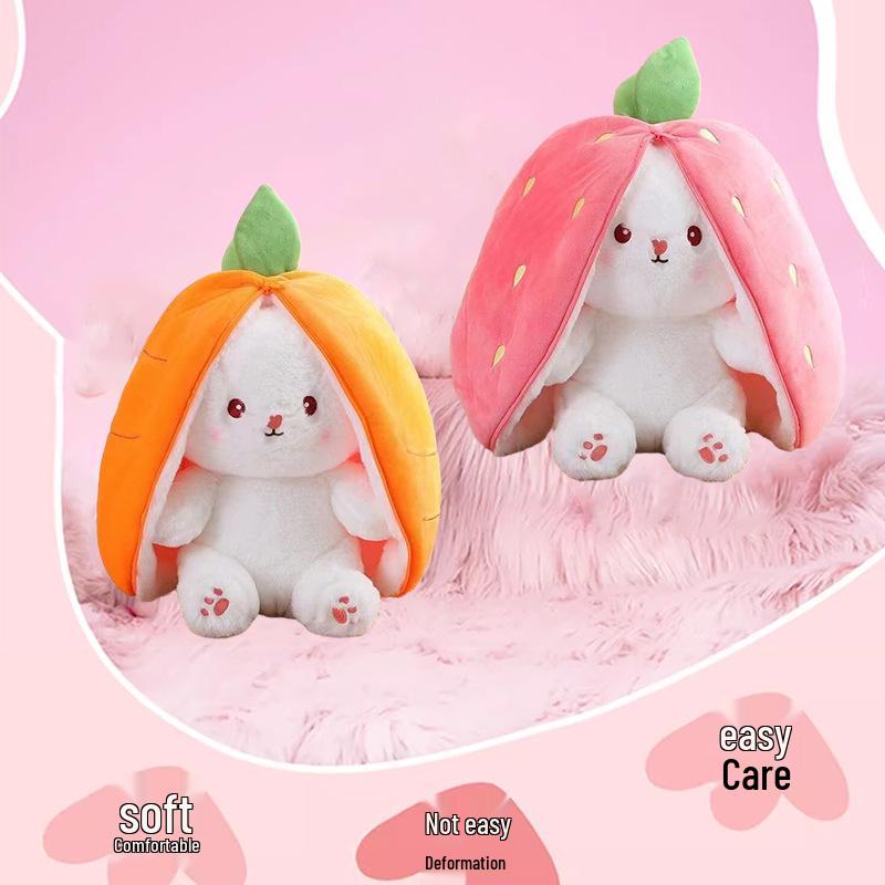 Strawberry Carrot Rabbit Plush Toy: Cute Stuffed Pillow and Doll