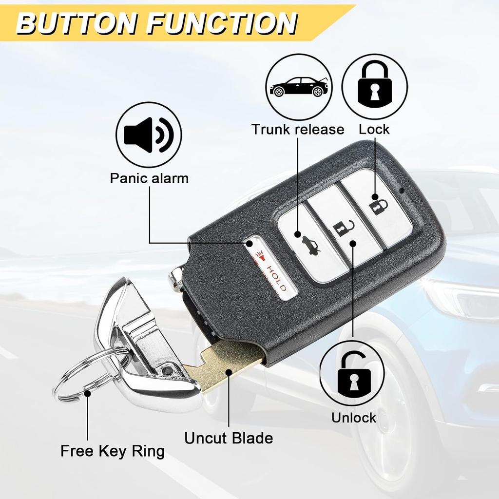 Key Fob Replacement for 2013 2014 2015 Honda Accord/ 14-15 Civic Car Keyless Entry Remote Control, ACJ932HK1210A, 4 Buttons