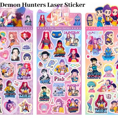 8/16Pcs KPOP Demon Hunters Guka Devil Men's Group Anime Laser Cut Sticker for Office Stationery and School Supplies Decoration