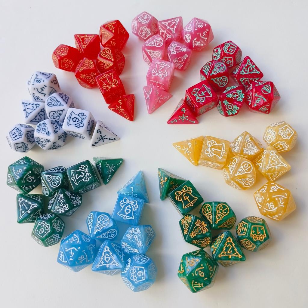 7pcs/set New Snowman Christmas Tree Pattern Christmas Dice DND Number Dice Running Team Board Game Dice Set Christmas Supplies