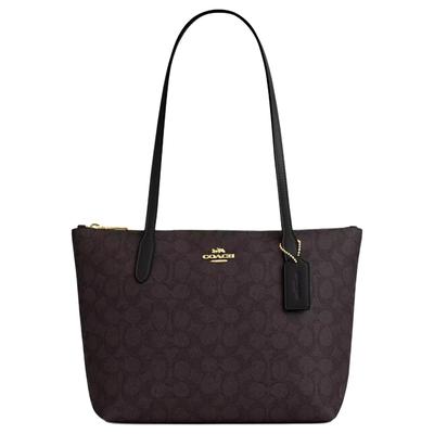 Fiona Coated Canvas With Leather Shoulder Bag Medium Women's Black CBT18-IMXAQ