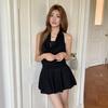 2026 Dark Elf Black Lace Halter Neck Sexy Two-Piece Dress - Women's Spring/Summer Collection