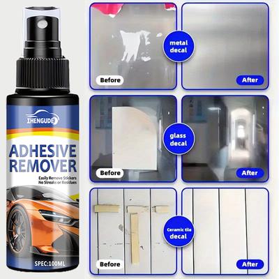 Adhesive Remover for Car Glass and Paint, Easily Removes Glue Labels and Transfer Film Residue, Portable Spray Removal Kit