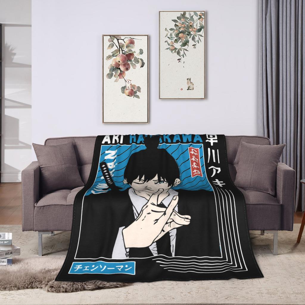 Aki Hayakawa Chainsaw Man Blanket Fleece Winter Multifunction Lightweight Thin Throw Blankets for Bed Travel Quilt