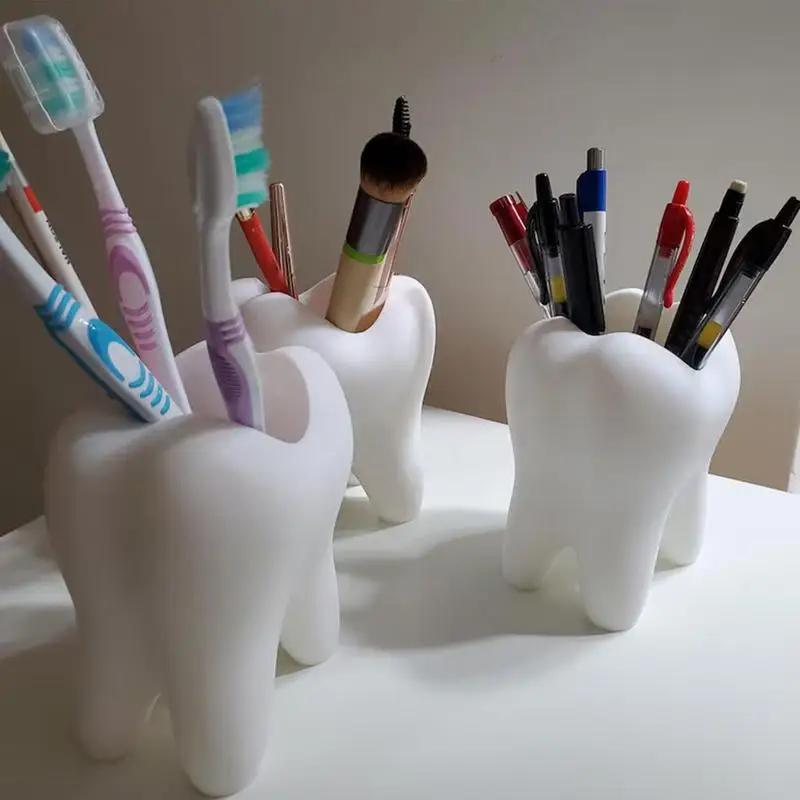 Toothbrush Holder, Tooth Shape, Pencil Cup, Cute Succulent Flowerpot, Stationery Container, Desk Ornament
