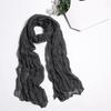 Women Scarf Solid Color Long Wide Crumple Thin Decorative Soft Perspective Wrinkled Scarf Clothes Accessory