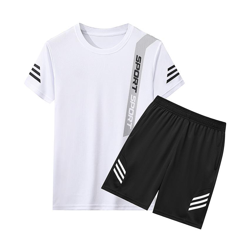 

Sports Suit Men s Summer Fitness Short Sleeved Men s T-shirt Quick Drying Clothes Running Loose Casual Sportswear Plus Size XXXXXL білий