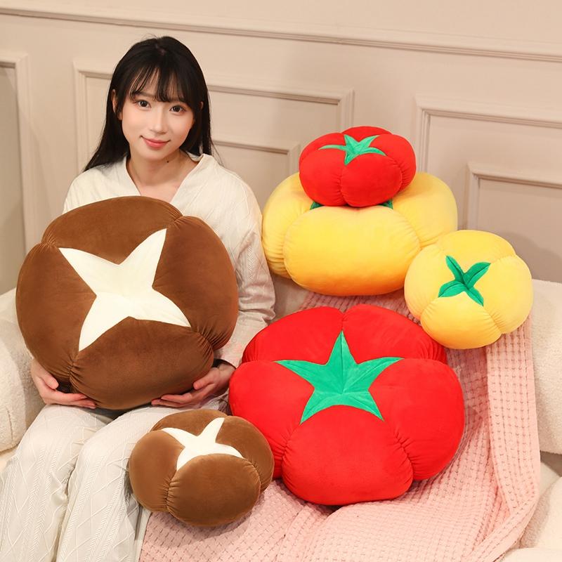 Cuscino Peluche Pomodoro Fungo 25-45Cm Morbido Giocattolo Ripieno di Verdura Comodo Cuscino per Divano Frutto Cachi Regalo per Fidanzata