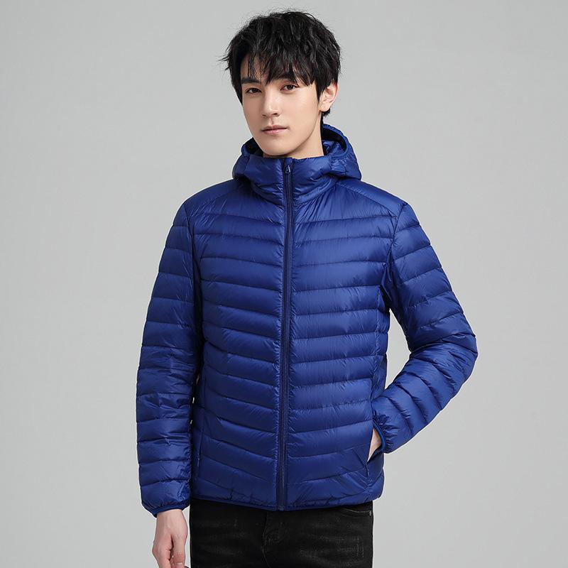 New Men's Light Down Jacket Short Hooded Autumn and Winter New Fashion Stand-up Collar Jacket