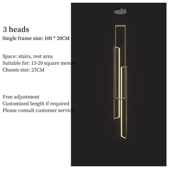Modern Minimalist Staircase Chandelier Geometric Rectangular LED Chandelier Nordic Luxury Duplex Attic Lighting Home Appliance