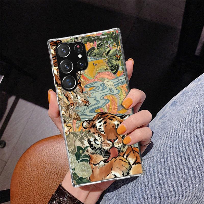 Superior Tiger Pattern Art Phone Case For Samsung Galaxy S24 S25 Edge S26 Ultra S23 S22 S21 Plus S20 FE + Personalized Print Cov