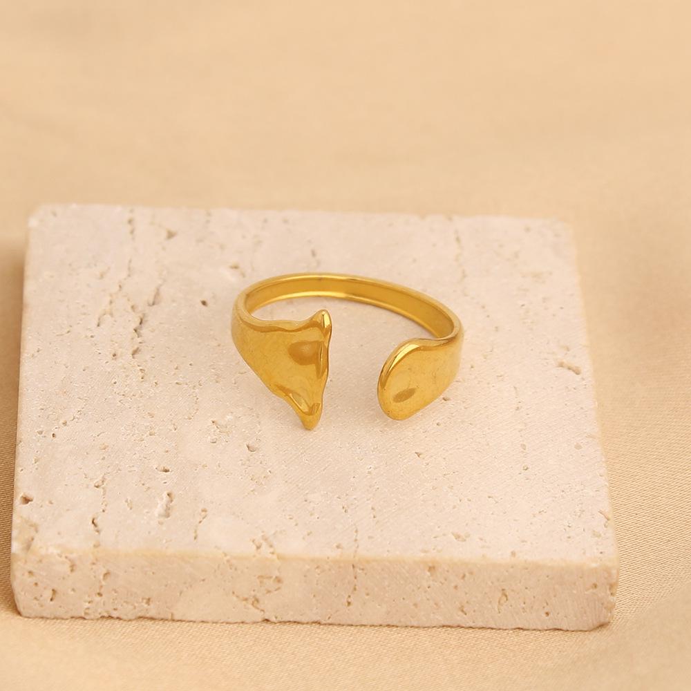 Modern Geometric Irregular Stainless Steel Women's Adjustable Ring