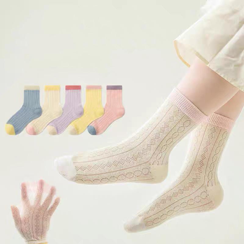 5 Paar ultradünne, atmungsaktive, leichte Netzsocken, beliebig kombinierbar, einfache Kindersocken im schlichten Stil, 1–16 Jahre
