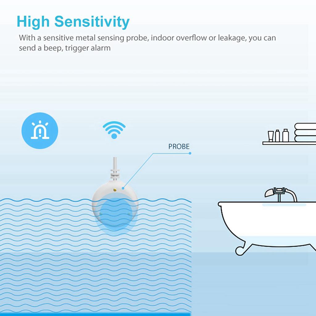 WiFi Wireless Smart Water Leakage Sensor Flood Leak Detector Alarm Alert Home Security