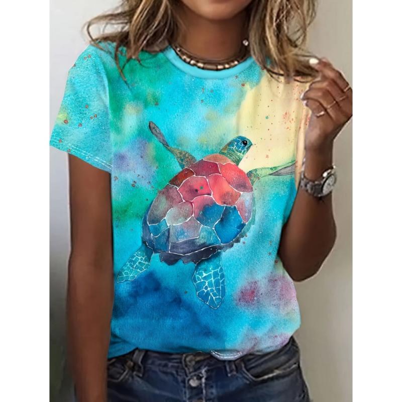 

Cat Fox Sloth Pattern T Shirt For Women Fun Animal 3D Printed Short Sleeves Summer Loose T-Shirts O-Neck Tops Tees Streetwear XXS