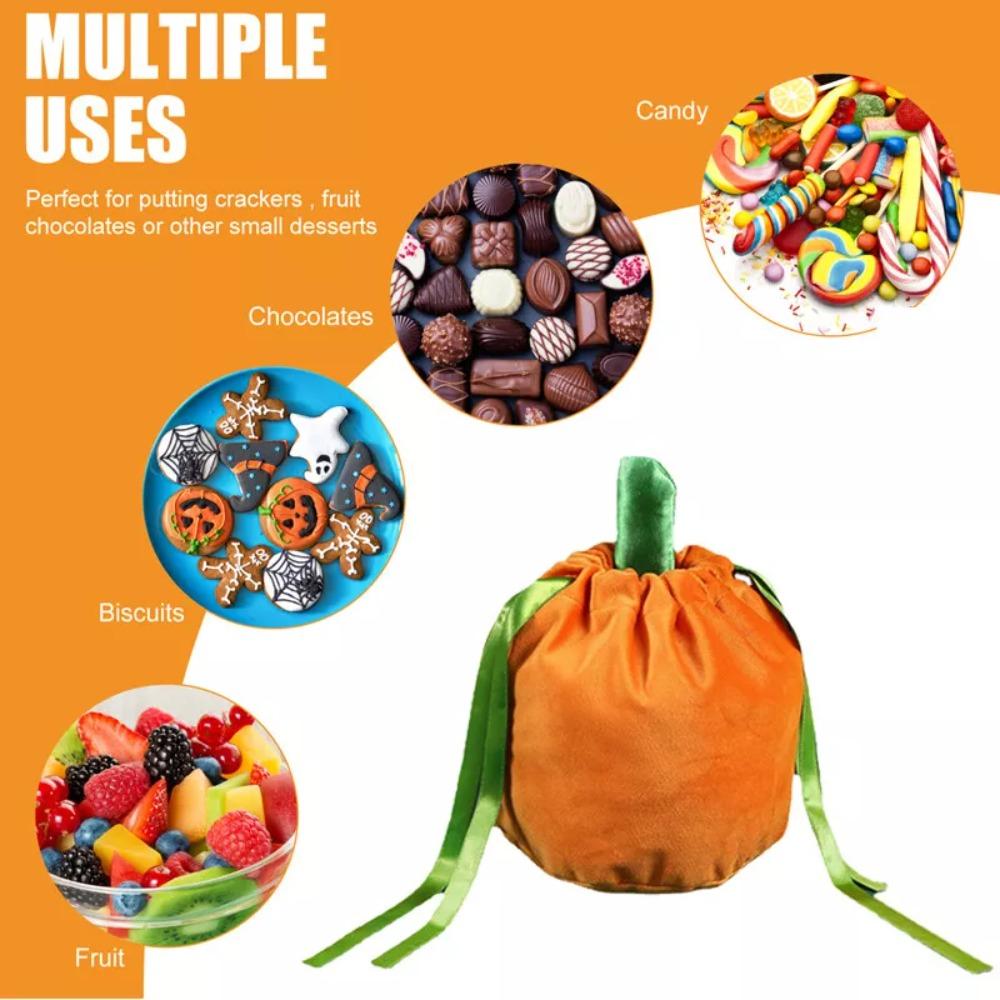 New Halloween Pumpkin Candy Bag Orange Festival Decoration Gift Bags Velvet Party Decor Trick Or Treat Kids