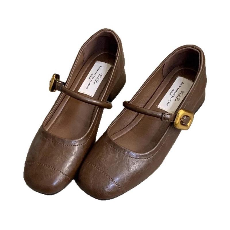 Spring Mary Jane shoes shallow single shoes women's small leather shoes medium thick heel new retro
