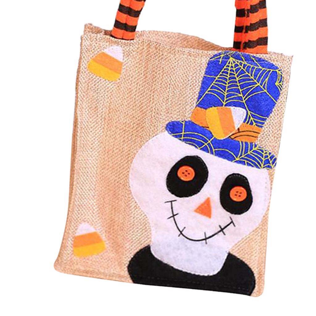 Halloween Storage Bag Tote Pouch Sack Candy Gift Handbag Skull