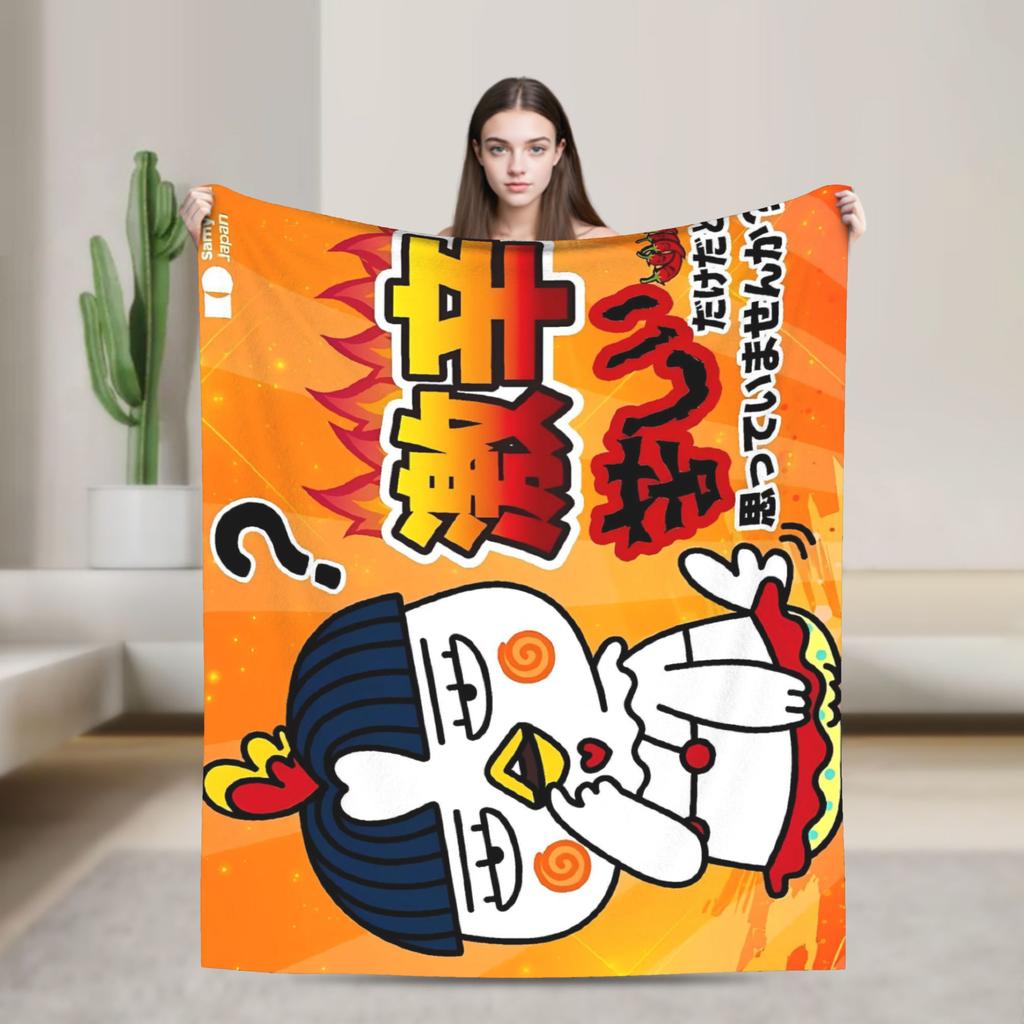 Ramen Buldak Spicy Chicken Blanket Warm Aesthetic Plush Throw Blanket For Home Decor Travel Flannel Bedspread Bed Cover