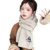 Cute Bear Embroidered Scarf New Winter Women's Wool Warm Knitted Versatile Scarf Korean Atmosphere