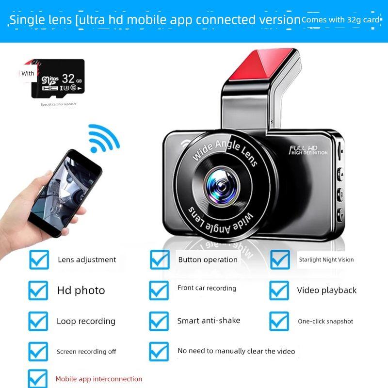 Driving Recorder 2026 New Model, Wire-Free 4K Ultra-High-Definition Night Vision, Front and Rear Dual Cameras, Car-Mounted 360 Panoramic Wifi