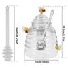 Honey Jar Clear Glass Honey Dispenser with Dipper Stick and Lid Large Capacity Honey Bottle Cute Decorative Honey Container