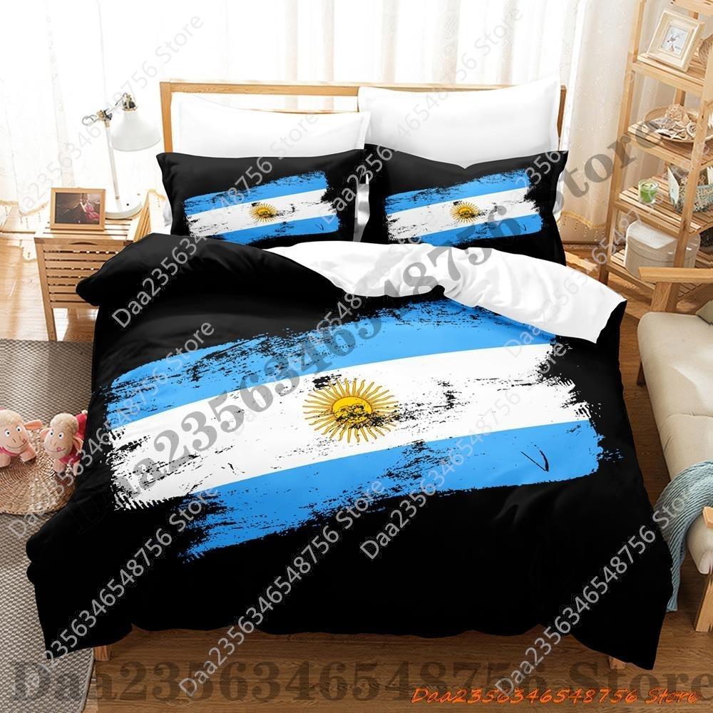 Kpop Cool Argentina Flag Bedding Set Single Twin Full Queen King Size Bed Set Adult Kid Bedroom Duvetcover Sets 3D Print Bed She