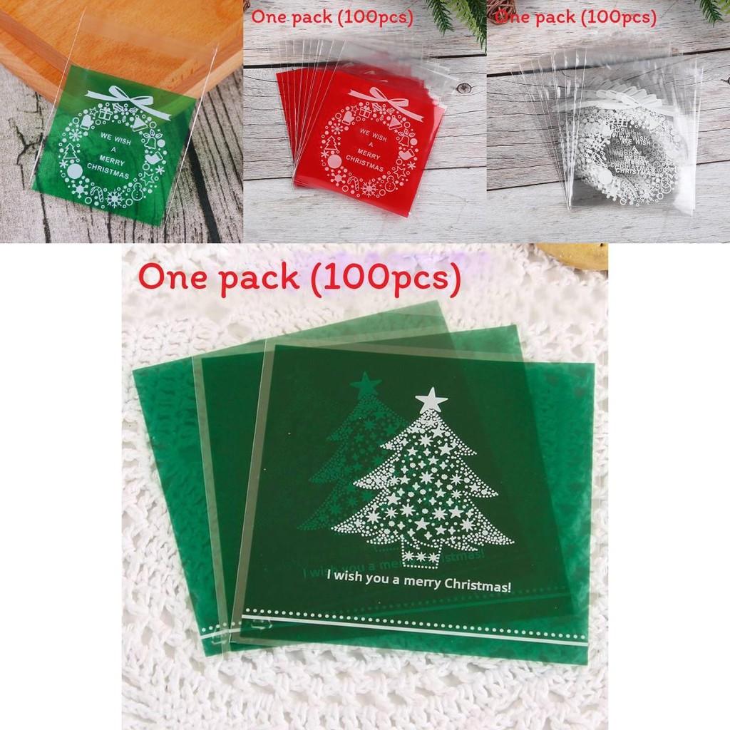 Weihnachtsverpackung Geschenktüten mit selbstklebendem Verschluss für Feiertagsplätzchen und Süßigkeiten