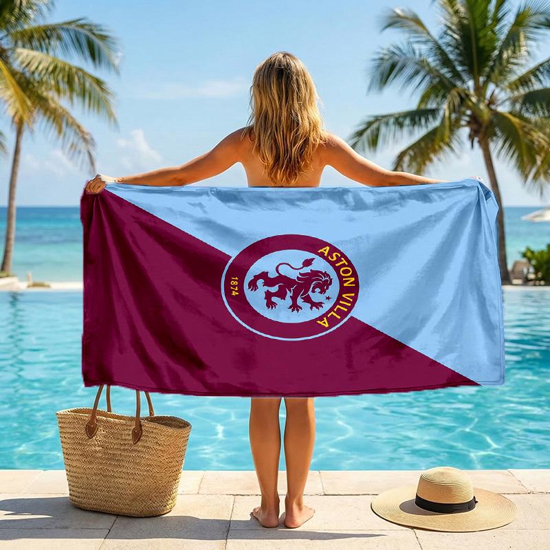 Aston Villa Fotbalový Plážový Ručník Měkký Mikrovláknový Letní Ručník Rychleschnoucí Absorpční Ručník na Pláž, Bazén, Cestování