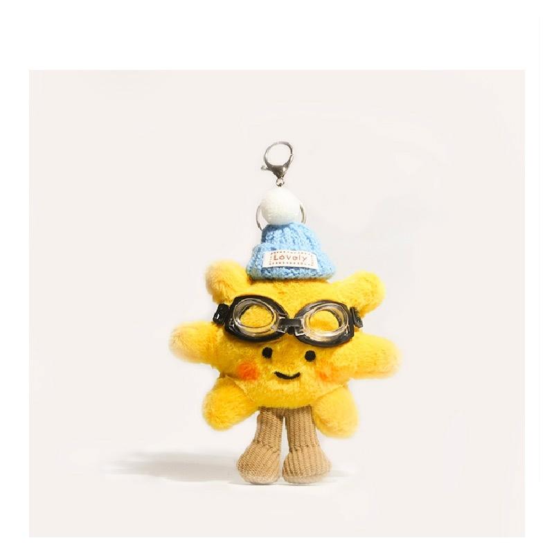 Super roztomilý přívěsek na klíče se slunečnicí, Kreslená plyšová dekorace přívěsku, Plyšová panenka hračka dekorace, Dekorace hračky k narozeninám