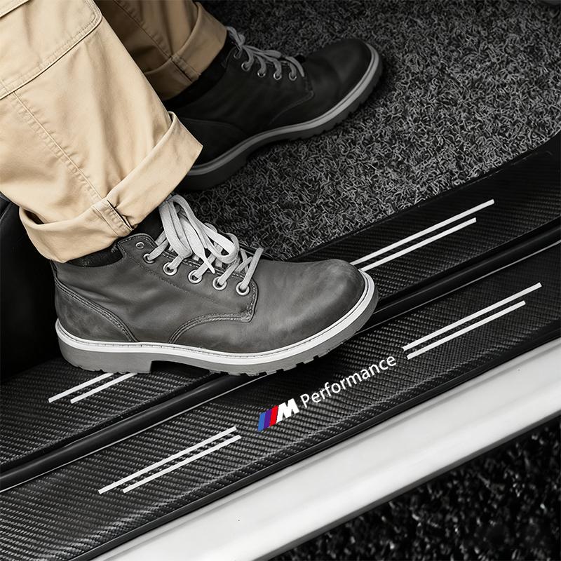 Carbon fiber protective stickers for car door sill side anti step bumpers For BMW M6 M5 M3 X1 X3 X5 E38 E39 E46 E53 E60 E61 E64