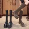 Thick Sole But Knee Women's Autumn and Winter New Thin Back Zipper Boots Small Tall Boots Knight Boots