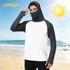Men's Outdoor Hooded Long Sleeve Sun Protection Shirt Lightweight Breathable Quick Dry Sports Top for Hiking Camping Fishing