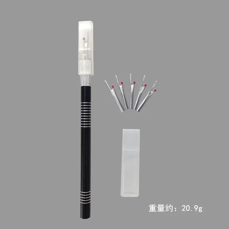 1Pcs Thread Cutter with 5Pcs Replacement Blade Aluminum Alloy Handle Stitch Unpicker Embroidery Thread Remover DIY Sewing Tools
