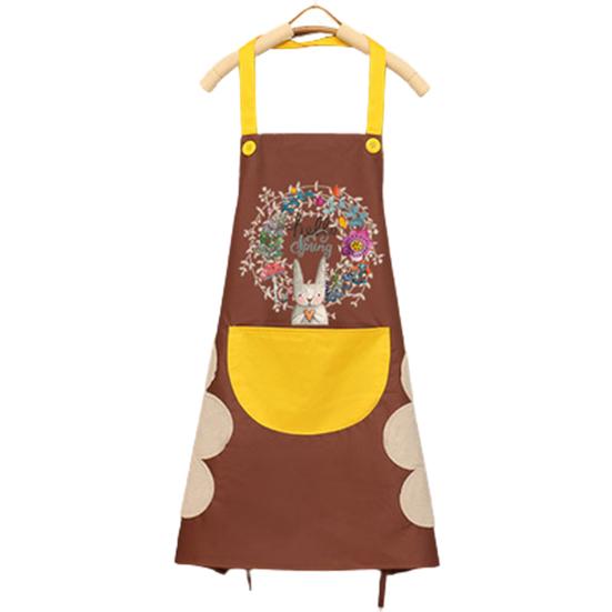 Wipeable Waterproof Oil-Proof Cartoon Wreath Rabbit Kitchen Nail Shop Apron