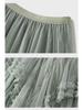 Elegant Multi-Layered Tulle Lace Midi Skirt