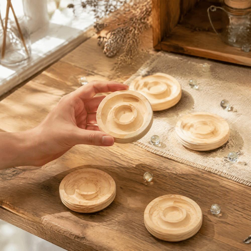 5pcs Solid Wood Bracelet Display Tray Round Shape Jewelry Organizer Tray For Bracelets