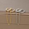 French Design Gold Color Long Chain Flower Dangle Earrings for Women Stainless Steel Zircon Drop Earrings Piercing Jewelry