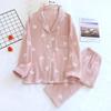 Women's 100% Cotton Gauze Pajama Set - Spring/Autumn Lapel Cardigan with Long Sleeve Top and Pants