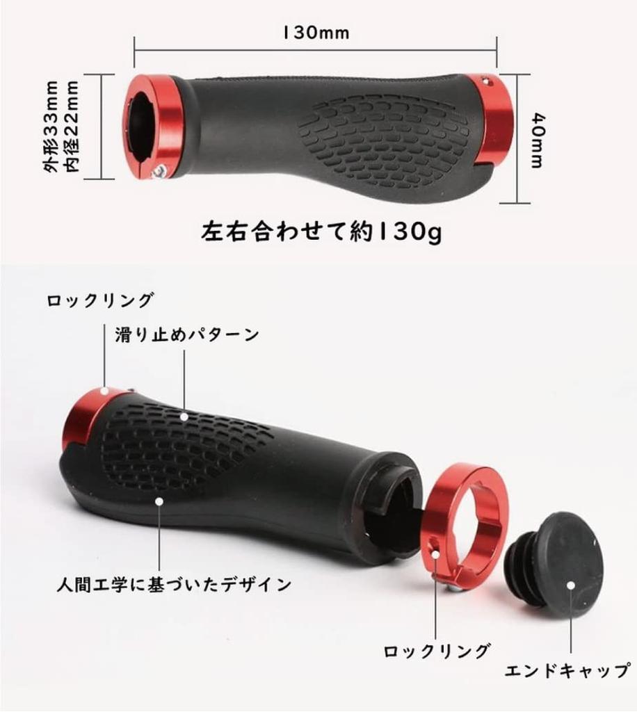 Beatus Ergonomic Handlebar Grips for Mountain Left and Right Rubber Type A Bikes, Set, Grips, (Red)