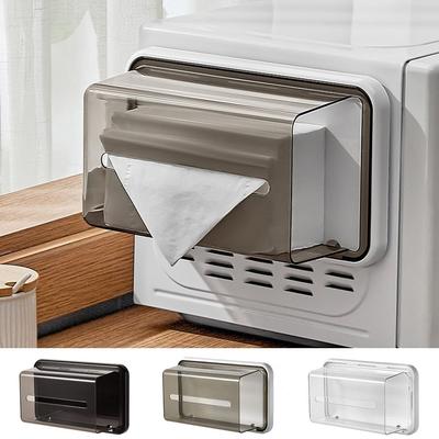 Plastic Magnetic Napkin Holder Punch-Free Transparent Visible Paper Holder Wall-mounted Large Capacity Tissue Box Bathroom