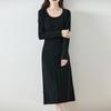 Women Sweater Dress 100% Wool MODERN NEW SAGA O-neck Knit Long Pullover Winter Jumpers Wool Long Dress Female