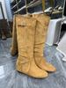 Inner height increase, soft fold and thin medium boots, children's autumn new round head buckle belt, western cowboy boots