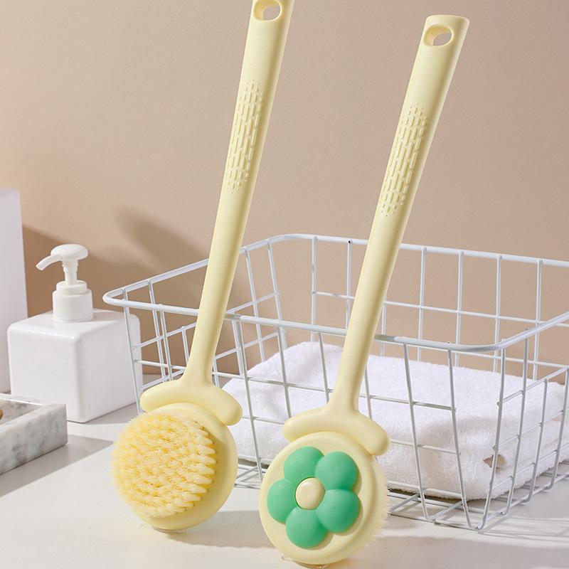 

1Pcs Long Handle Bath Brush Soft Hair Back Scratch Ball Brush Bathroom Accessories Body Mud Scrubber Shower Massage Brushes бежевий