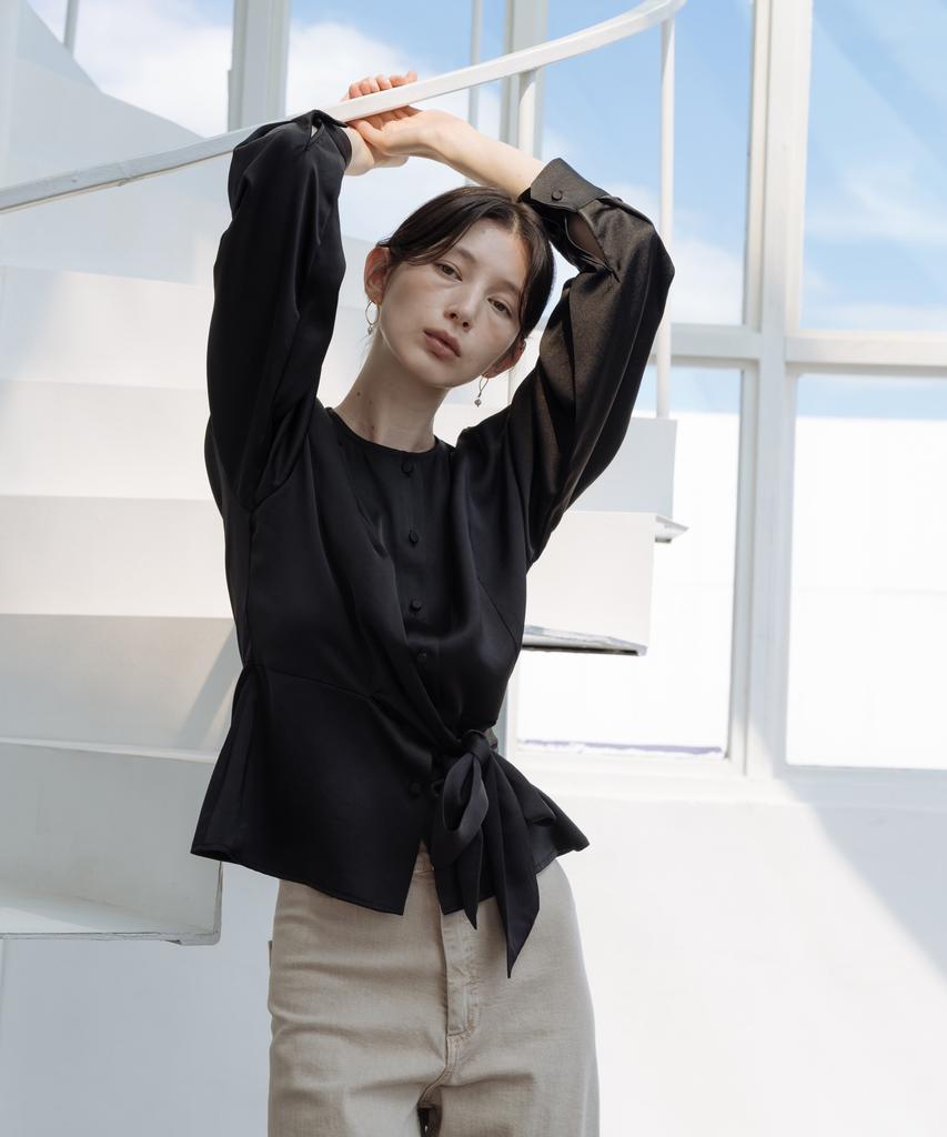 YOUNESS Tie-Waisted Blouse