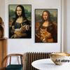 Nordic Funny Mona Lisa with Cat Bubble Poster Prints Canvas Paintings Bar Hotel Decorative Painting Mural Living Room Decor