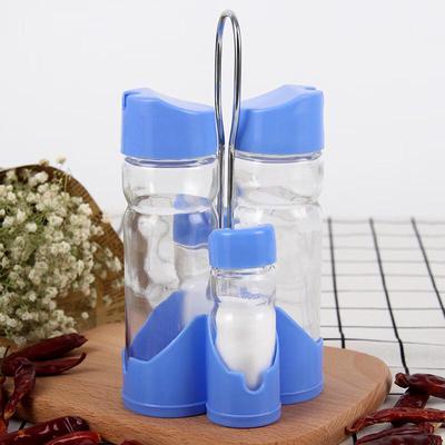 Glass Condiment Bottle Set with Rack