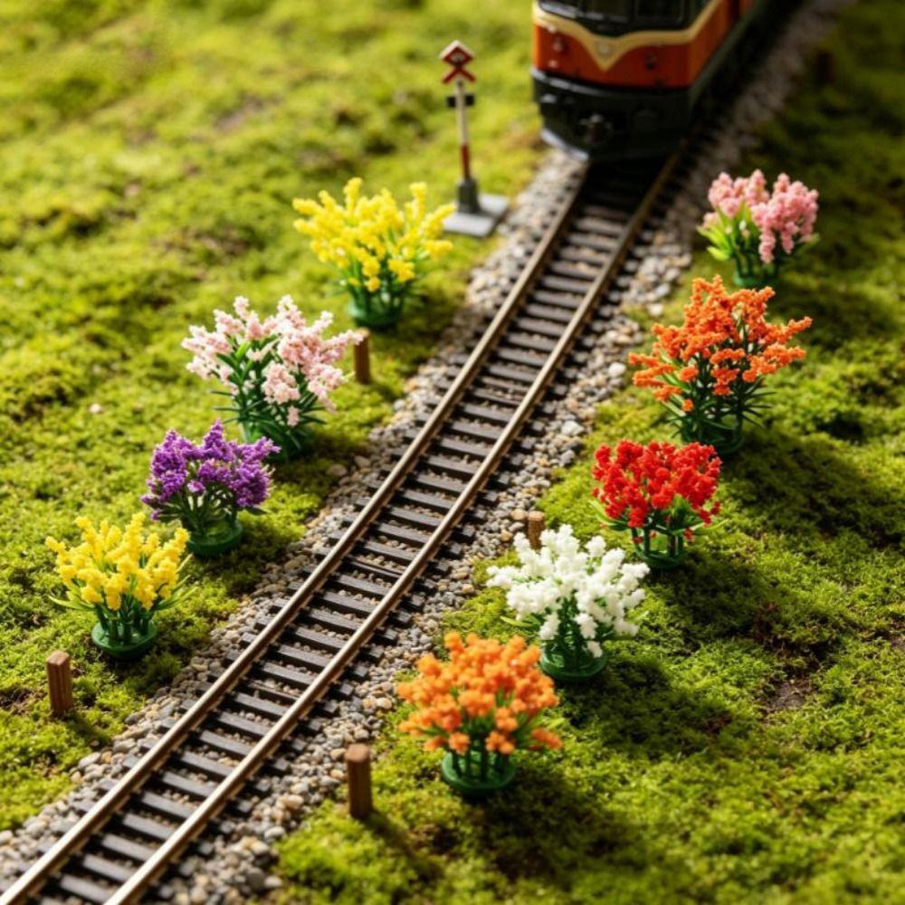 5pcs Mixed Colorful Miniature Flower Cluster Plastic Outdoor Scene Materials New Sand Table Model