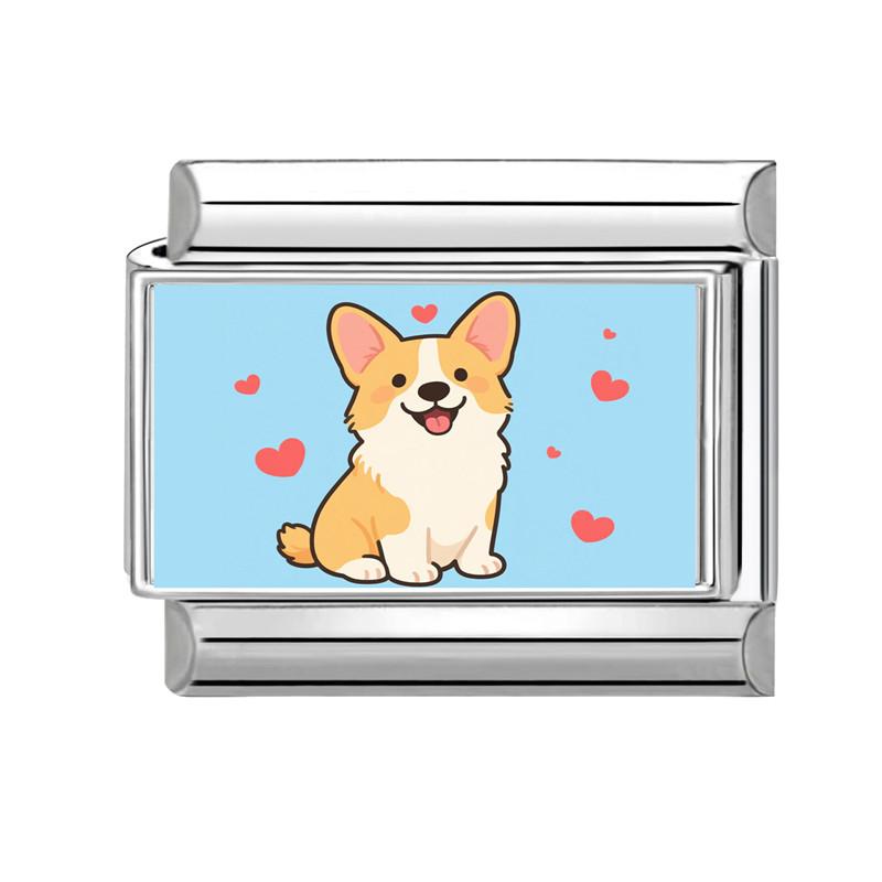 Y2K Cartoon Cat Dog Flower Love Rabbit Guitar Italian Charm Links Fit 9mm Stainless Steel Bracelet Women Men DIY Making Gift