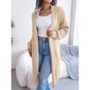 Solid Color Knitted Cardigan Women's Long Sleeved Sweater Jacket Thick Warm Knitted Long Coat with Flip Collar Autumn and Winte